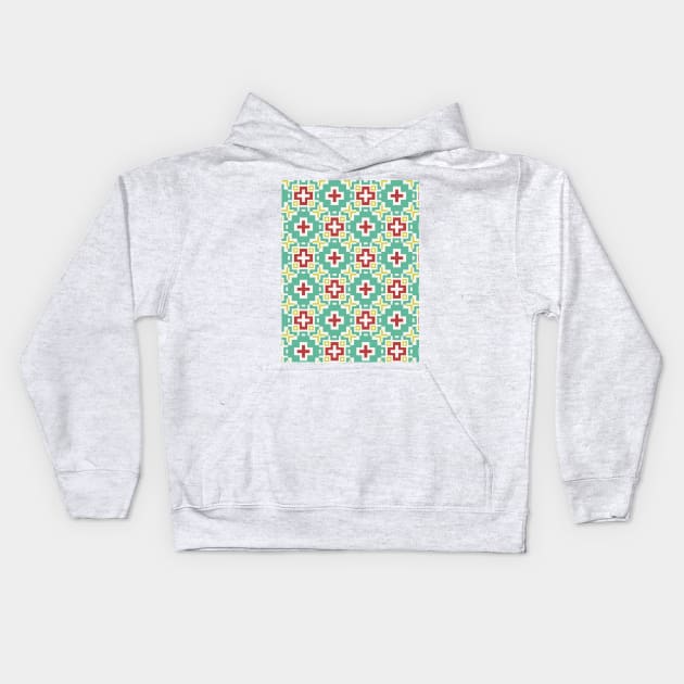 8 Bit Mexican Flower Pattern Kids Hoodie by Tobe_Fonseca